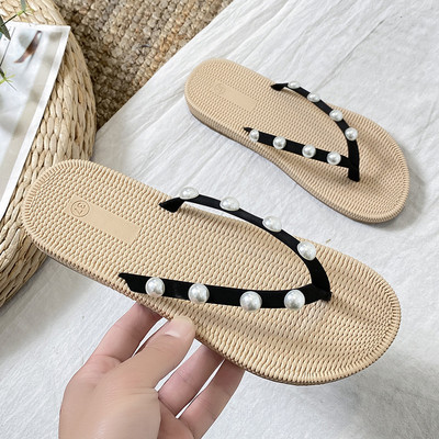 Papuci de plaja dama intre degete cu perle