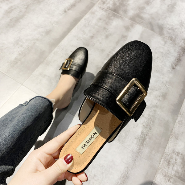 Papuci de dama inchisi din piele ecologica cu catarama