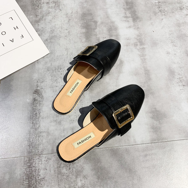 Papuci de dama inchisi din piele ecologica cu catarama