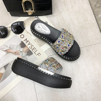 Modernas sieviešu čības ar akmeņiem un 4 cm augstu platformu