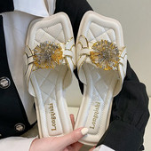 Papuci casual dama cu decor in doua culori