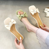 Papuci moderni cu panglica si toc 5 cm