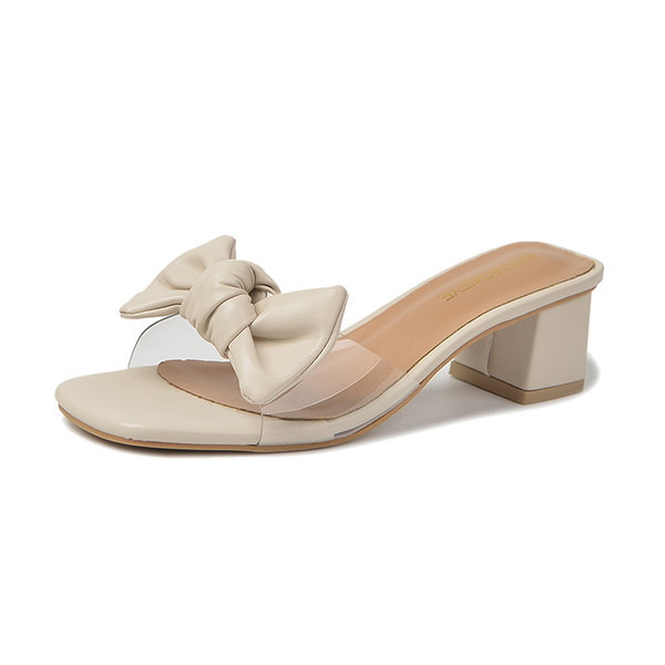 Papuci moderni cu panglica si toc 5 cm