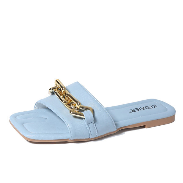 Papuci casual dama din imitatie de piele cu decor metalic