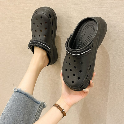 Papuci de dama cu dantela si pietre in doua culori