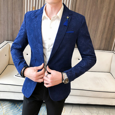 Jachetă bărbătească elegantă cu model montat cu broderie