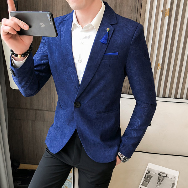 Jachetă bărbătească elegantă cu model montat cu broderie