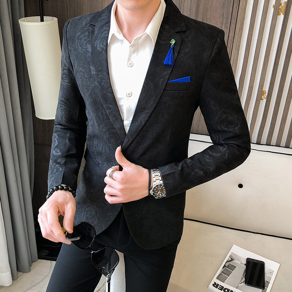 Jachetă bărbătească elegantă cu model montat cu broderie