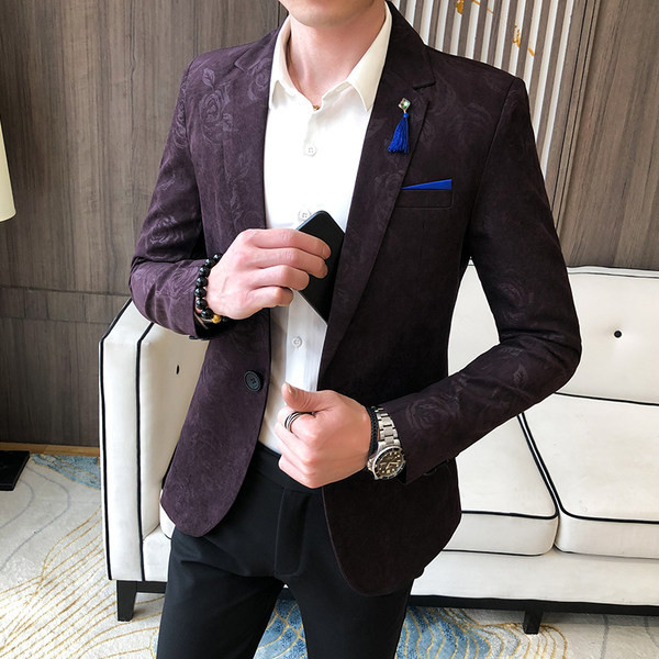 Jachetă bărbătească elegantă cu model montat cu broderie