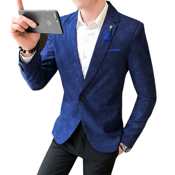 Jachetă bărbătească elegantă cu model montat cu broderie