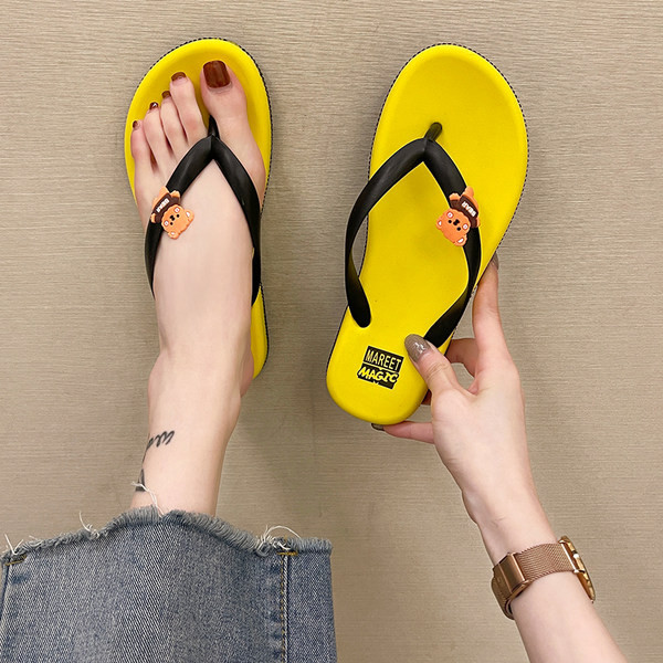 Șlapi de damă cu ursuleț de pluș pentru plajă și viața de zi cu zi