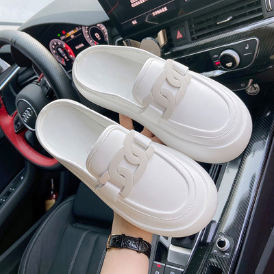 Papuci casual inchisi din piele ecologica model rotunjita