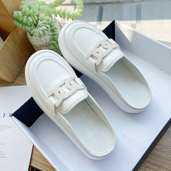 Papuci casual inchisi din piele ecologica model rotunjita