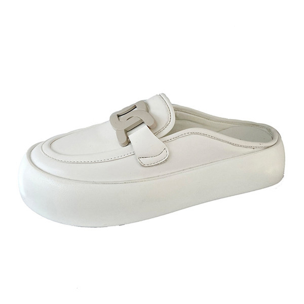 Papuci casual inchisi din piele ecologica model rotunjita