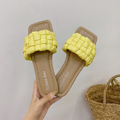 Papuci de dama moderni din piele cu talpa plate