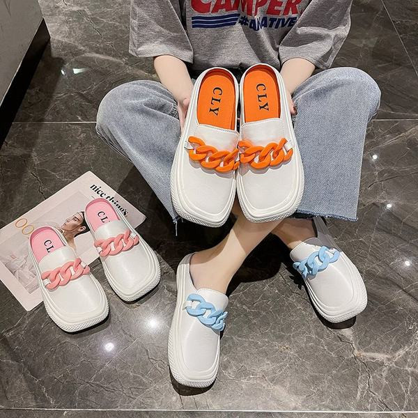 Papuci de dama cu catarama colorata in trei culori