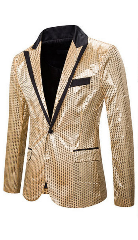 Aktuelan muški sako sa šljokicama i kopčanim modelom