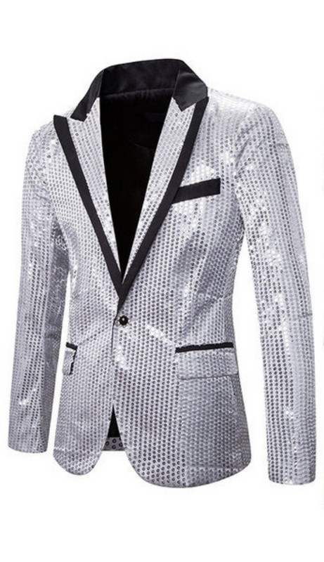 Aktuelan muški sako sa šljokicama i kopčanim modelom