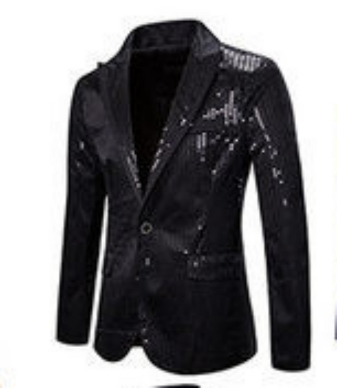 Aktuelan muški sako sa šljokicama i kopčanim modelom