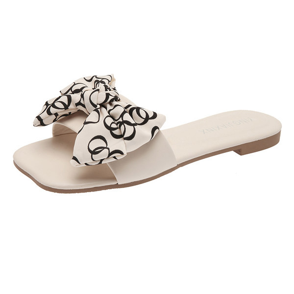 Papuci casual cu curea de piele si panglica textila