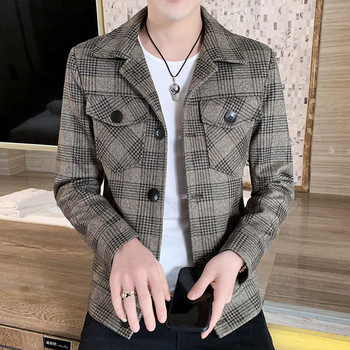 Мъжко модерно карирано сако с копчета и джобове