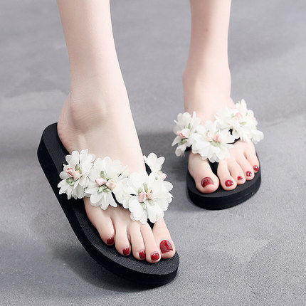 Papuci dama cu talpa plata si decor floral