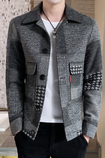 Jachetă bărbătească elegantă, model cu buzunare