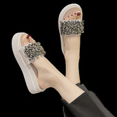 Papuci de damă cu mărgele și talpă plată - două culori