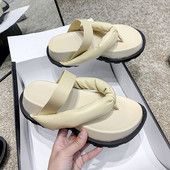 Papuci casual dama intre degete cu platforma