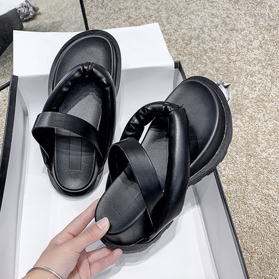 Papuci casual dama intre degete cu platforma