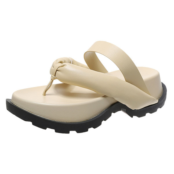 Papuci casual dama intre degete cu platforma