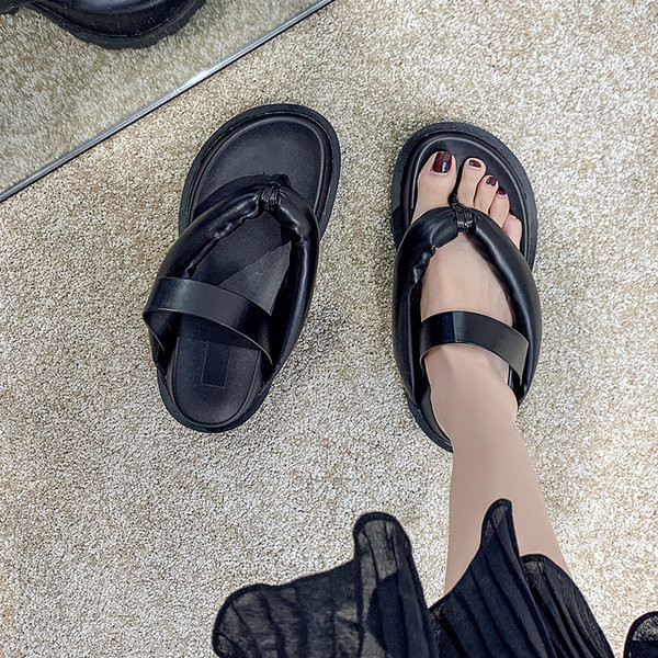 Papuci casual dama intre degete cu platforma