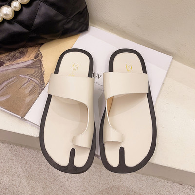 Papuci casual dama din piele - cu talpa plata