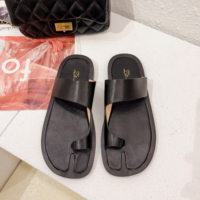 Papuci casual dama din piele - cu talpa plata