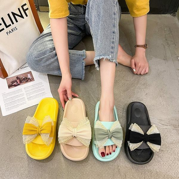 Γυναικείες casual παντόφλες με κορδέλες σε τρία χρώματα
