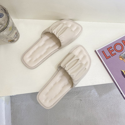 Νέο μοντέλο γυναικείες έκο δερμάτινες παντόφλες με επίπεδη σόλα - πολλά χρώματα