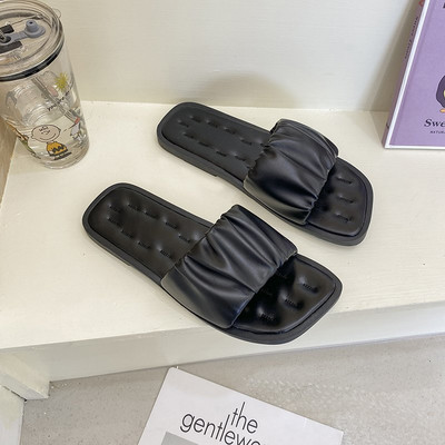 Νέο μοντέλο γυναικείες έκο δερμάτινες παντόφλες με επίπεδη σόλα - πολλά χρώματα