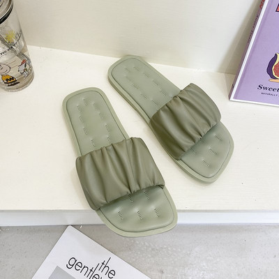 Νέο μοντέλο γυναικείες έκο δερμάτινες παντόφλες με επίπεδη σόλα - πολλά χρώματα