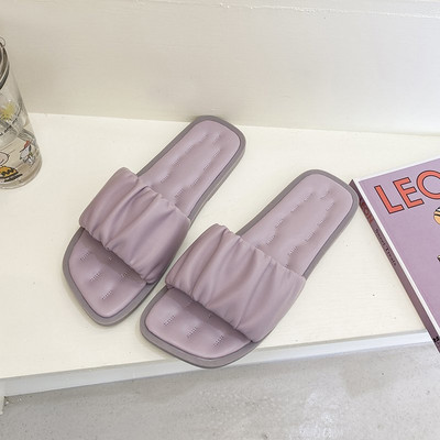 Νέο μοντέλο γυναικείες έκο δερμάτινες παντόφλες με επίπεδη σόλα - πολλά χρώματα