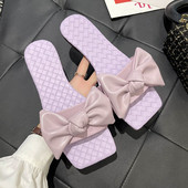 Papuci dama cu talpa plata si panglica