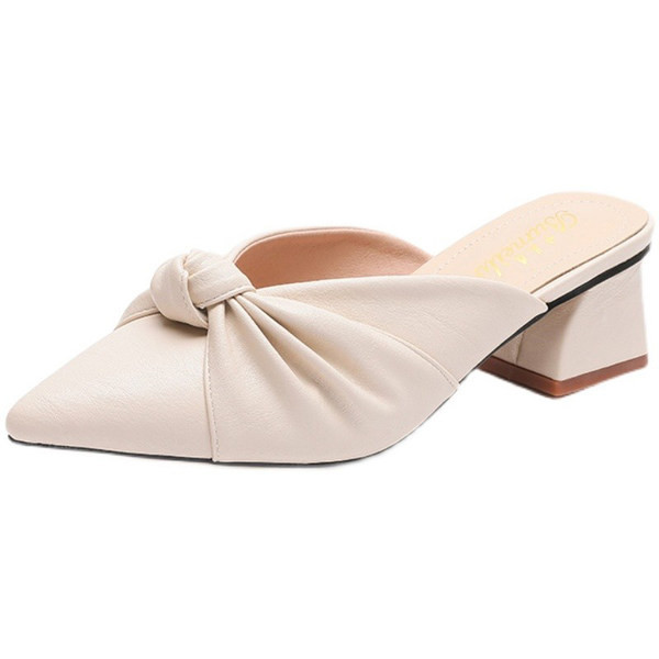 Model nou de papuci ascuțiți din imitație de piele cu toc