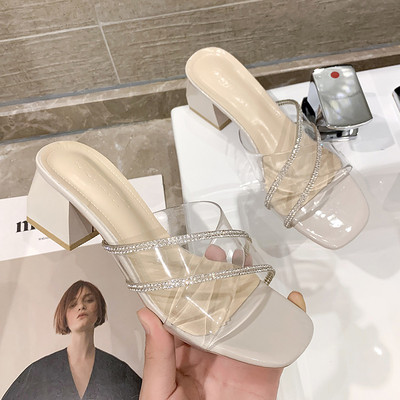 Papuci eleganti cu bretele incrucisate din silicon cu pietre