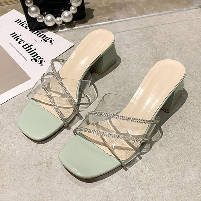 Papuci eleganti cu bretele incrucisate din silicon cu pietre