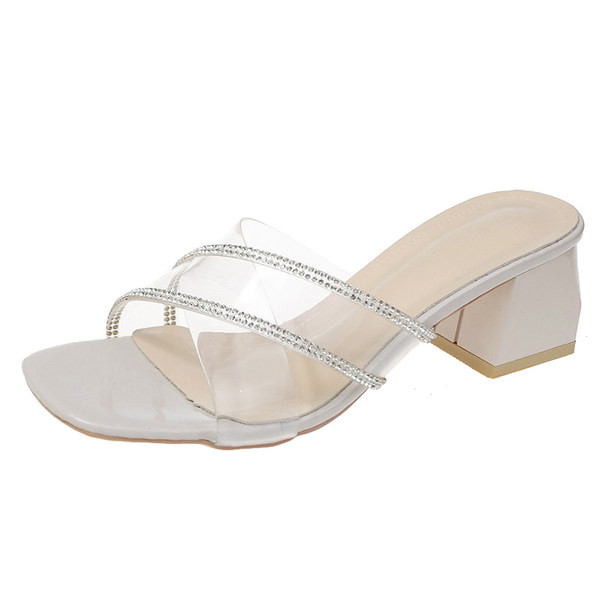 Papuci eleganti cu bretele incrucisate din silicon cu pietre