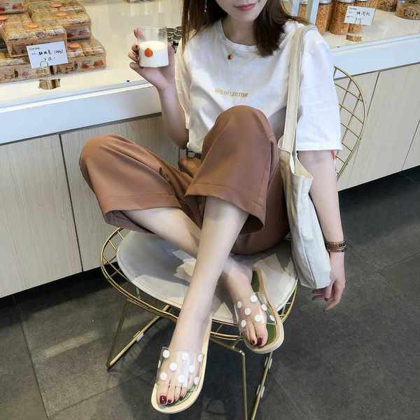 Sieviešu neslīdošas čības ar caurspīdīgu daļu