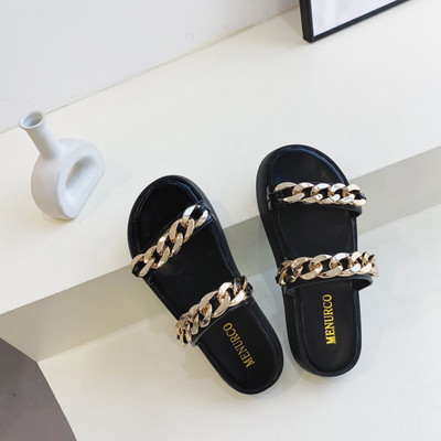 Casual γυναικείες παντόφλες με λουράκιακαι αλυσίδα σε διάφορα χρώματα