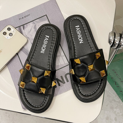 Papuci casual dama cu talpa plata si nituri