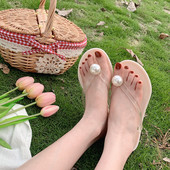 Model nou de șlapi de damă cu perle decorative