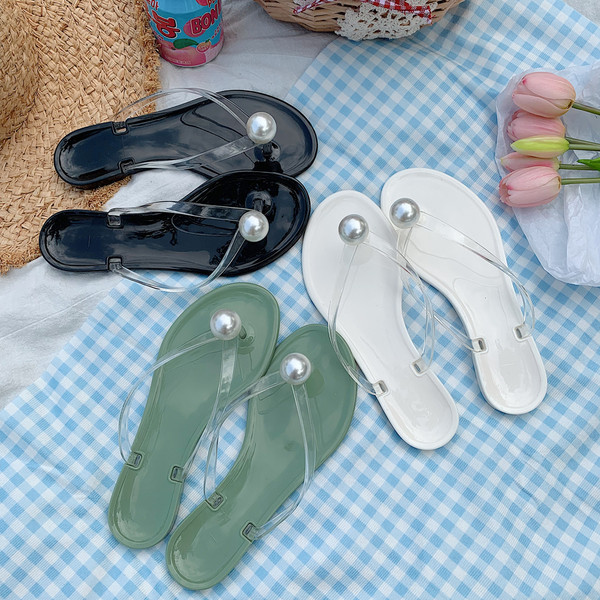 Model nou de șlapi de damă cu perle decorative