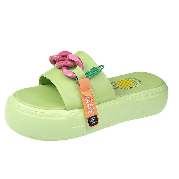 Model nou de papuci de dama cu lant si talpa inalta de 4 cm